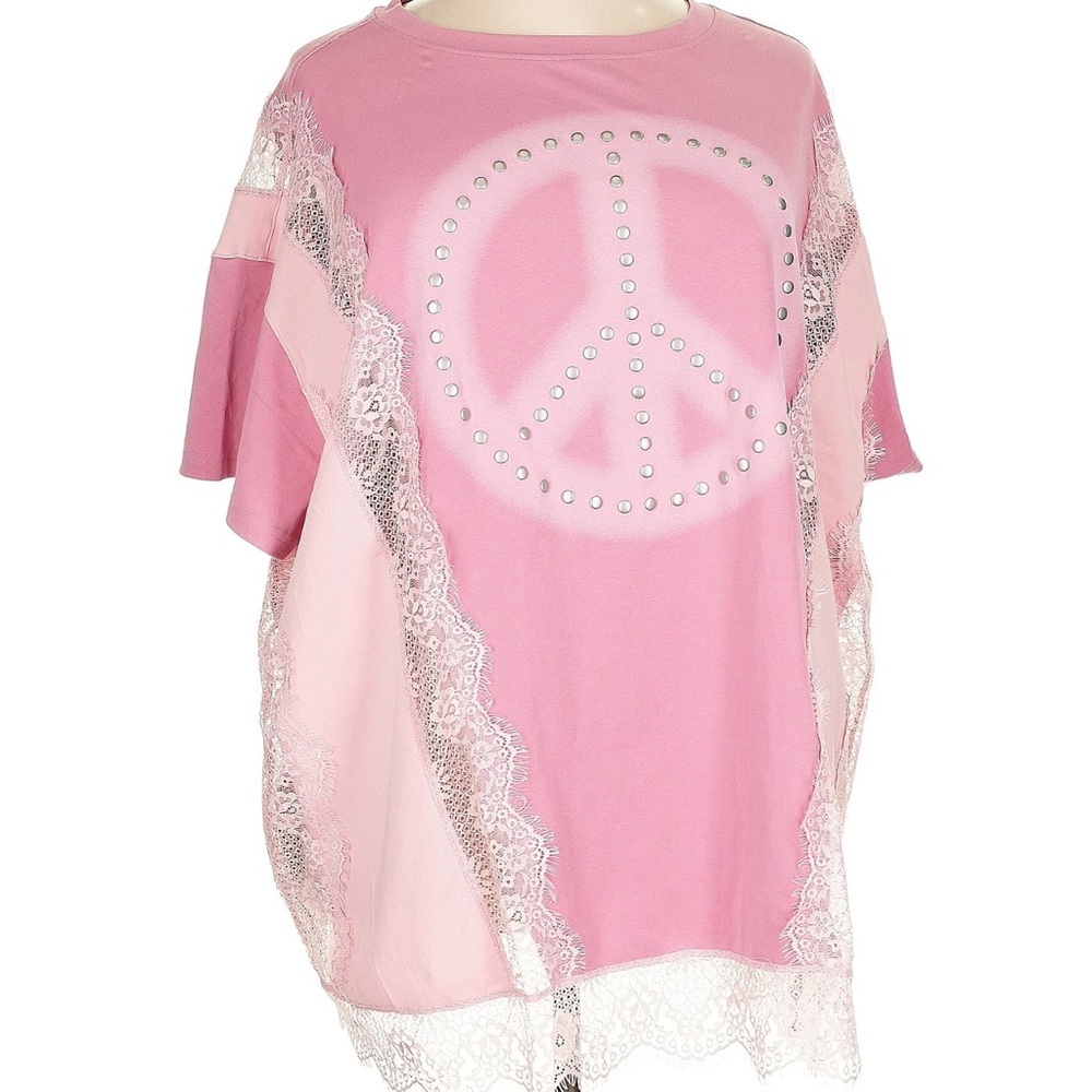 Pink Lace Peace Sign Top